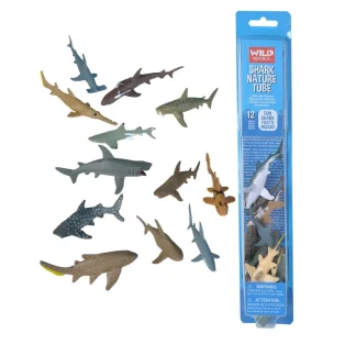 Wild Republic Nature Tube*Tube of Shark Figurines with Playmat